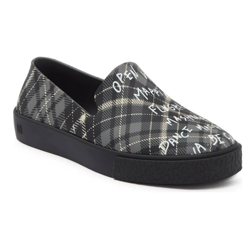 Melissa Grey Plaid Sneaker Ground Slip-On Loafer Punk US size 7 Euro 38
